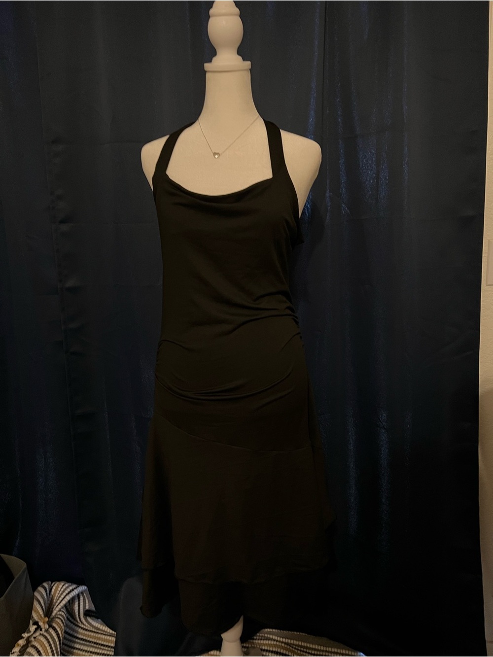 Black Cowl Neck Open Back Halter Midi Dress - Size 15Y (fits like women’s XS/S)